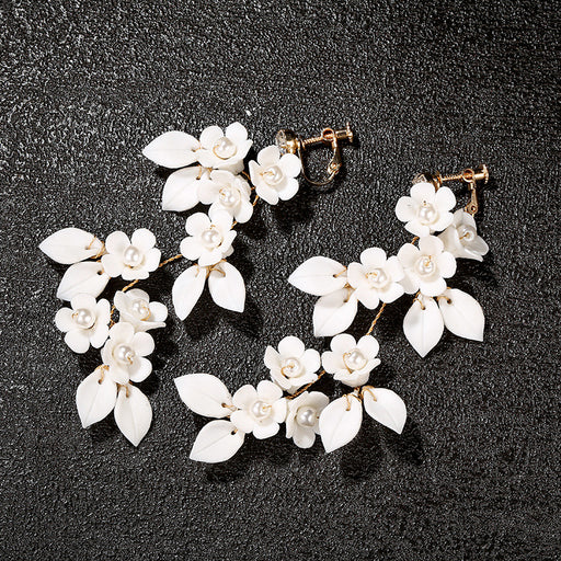 ceramic flower leaf ear clips - MRSLM