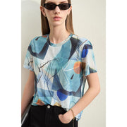retro geometric mesh t-shirt, view 4 - MRSLM