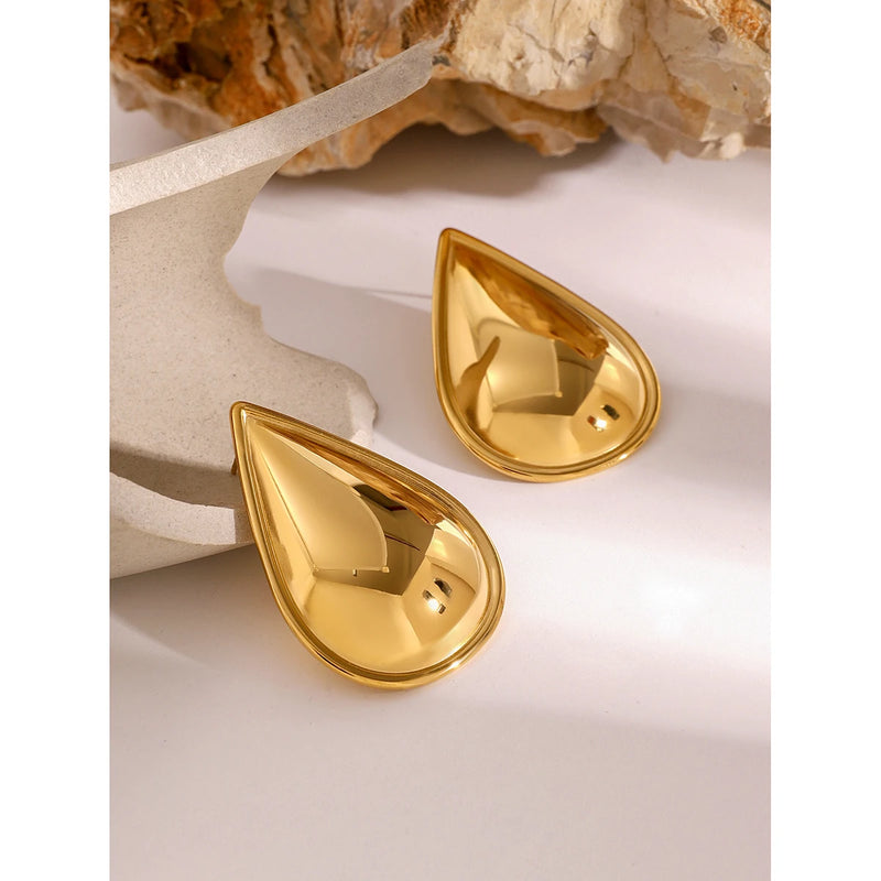 stainless steel rounded triangle stud earrings, view 3 - MRSLM