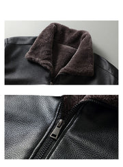 mens pu leather jacket stand collar, view 5 - MRSLM