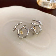 Liquid metal irregular stud earrings, view 5 - MRSLM