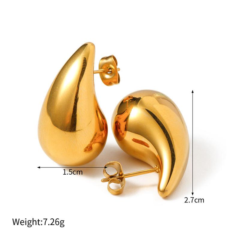 gold plated water drop stud earrings, view 3 - MRSLM
