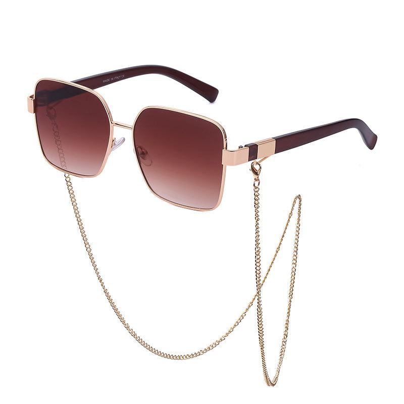 Oversized square sunglasses with chain, view 3 - MRSLM