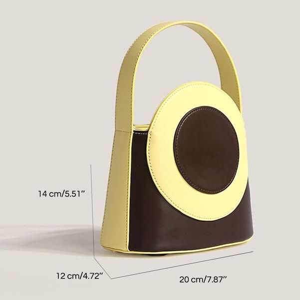 color block vegan leather bucket bag, view 10 - MRSLM