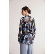 Silk-blend bow collar blouse, view 10 - MRSLM