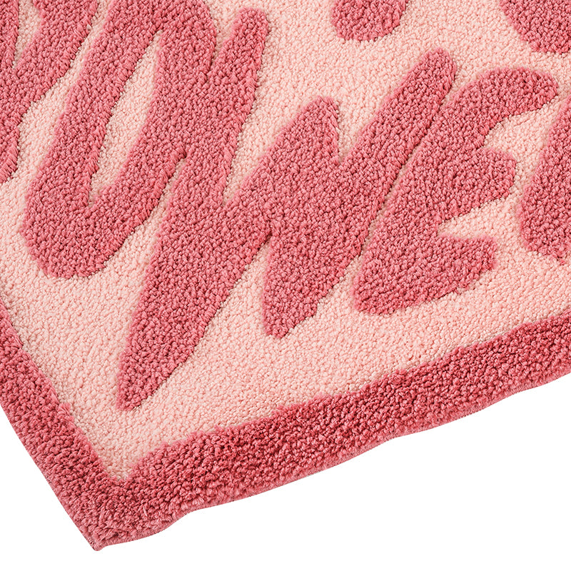 pink heart shaped tufted rug, view 5 - MRSLM
