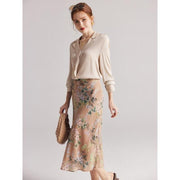 chiffon floral A-line skirt, view 4 - MRSLM