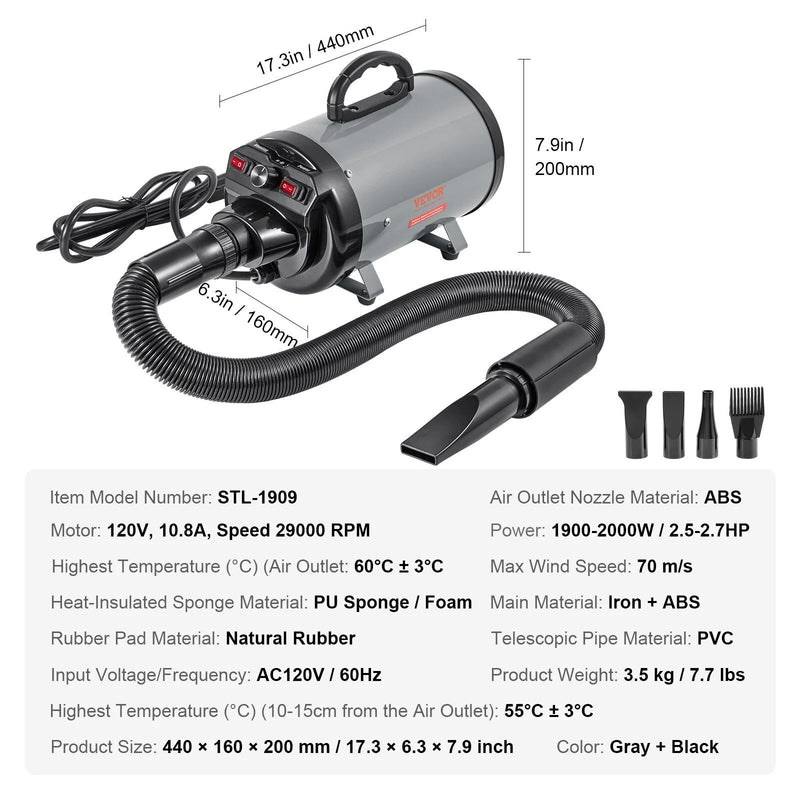 2000W pet hair dryer, view 2 - MRSLM