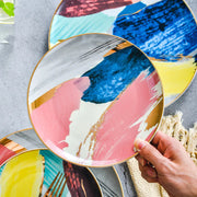 colorful cloud ceramic dinnerware set with gold inlay, view 8 - MRSLM