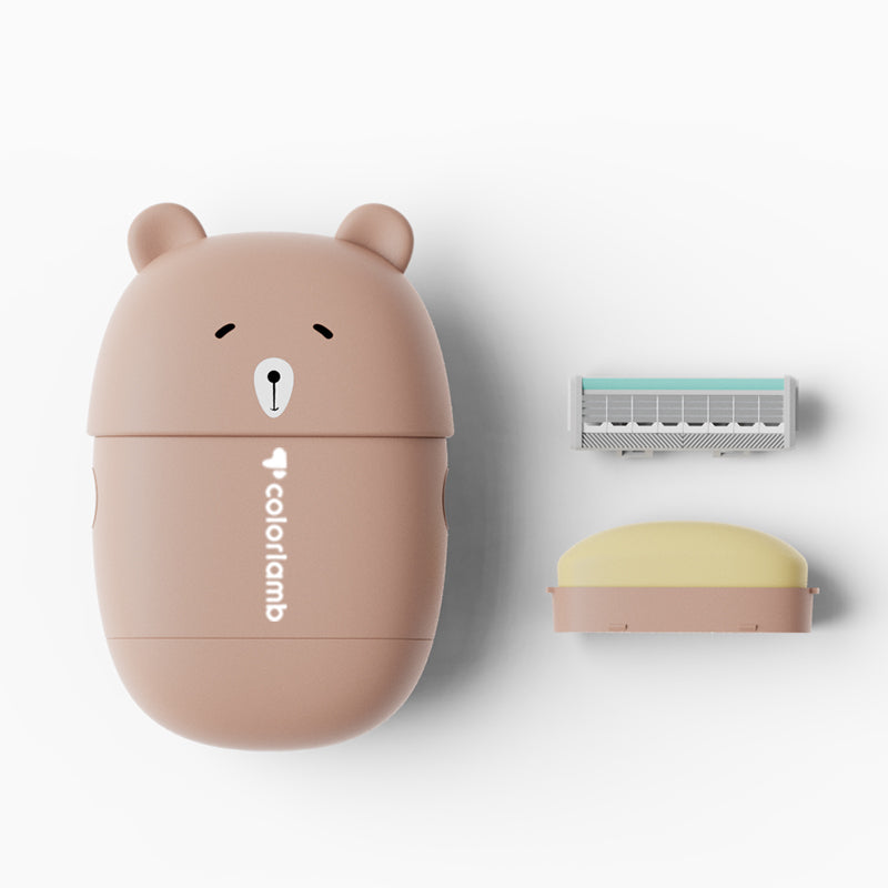 portable cute bear razor set for women, view 2 - MRSLM