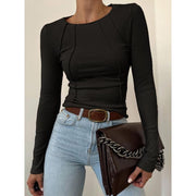 slim fit long sleeve tee, view 3 - MRSLM