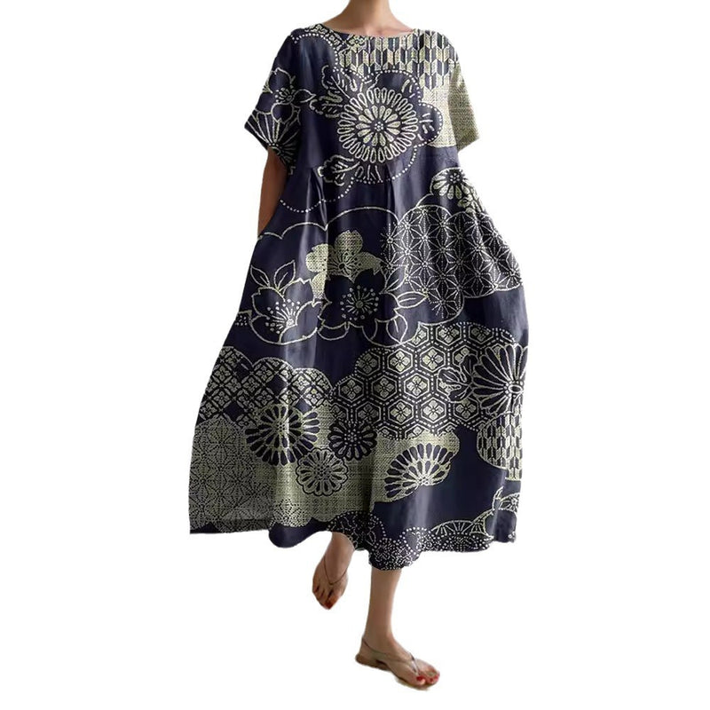 women's printed short-sleeved dress, view 5 - MRSLM