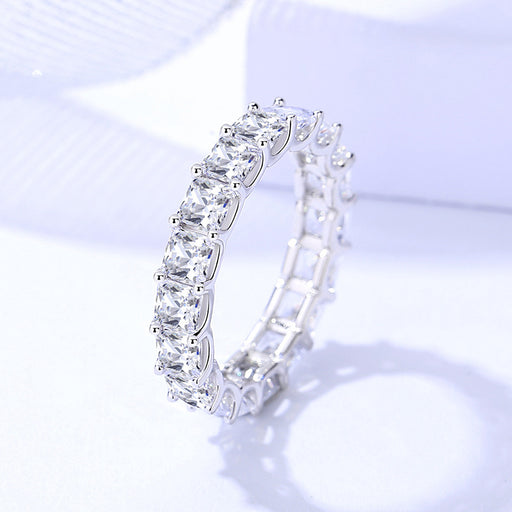 women's square row stone ring, view 2 - MRSLM