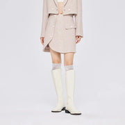 Asymmetric plaid A-line skirt, view 8 - MRSLM