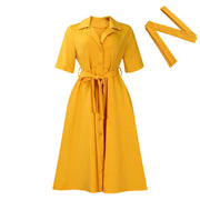 short sleeve suit collar dress, view 8 - MRSLM