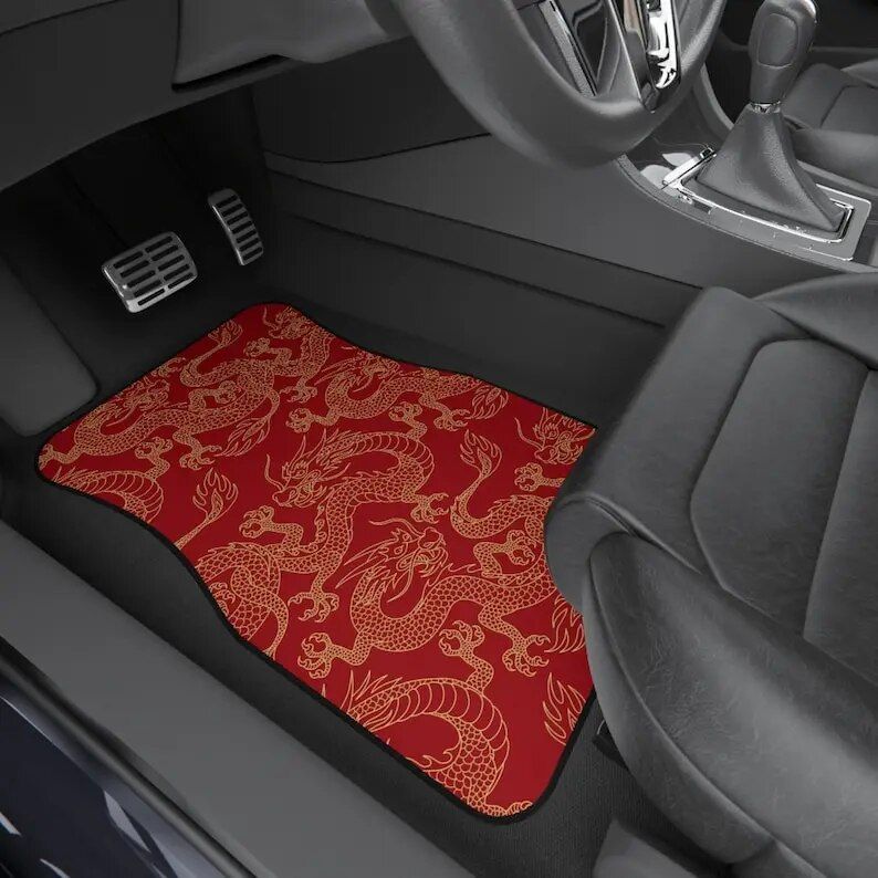 red dragon print car floor mats, view 3 - MRSLM