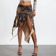 high split ruffle hem midi skirt - MRSLM