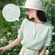 embroidered v-neck blouse, view 6 - MRSLM