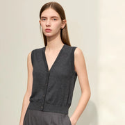 woolen vest v-neck knit top, view 3 - MRSLM