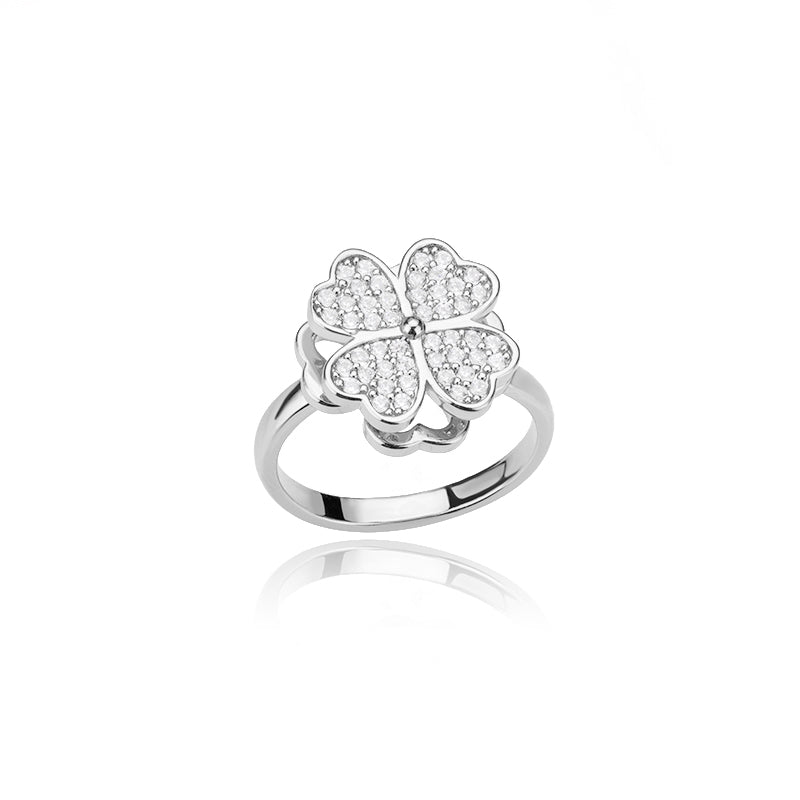 heart and clover adjustable women's ring, view 2 - MRSLM