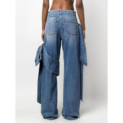 spliced bowknot casual jeans, view 5 - MRSLM