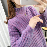 Women's cable knit turtleneck sweater, view 6 - MRSLM