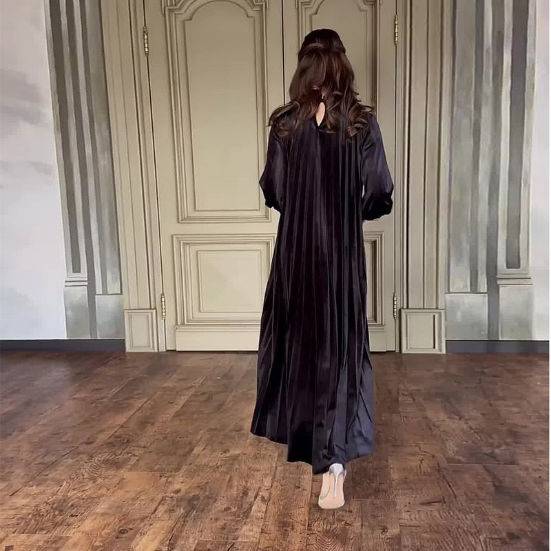 pleated loose belt dress, view 4 - MRSLM