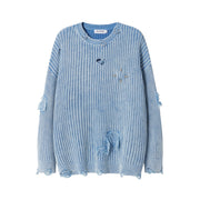 men's sunken stripe ripped sweater, view 7 - MRSLM