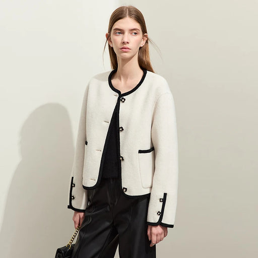 women's crewneck woolen coat - MRSLM