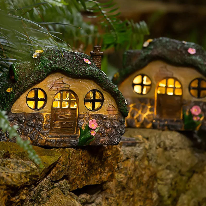 solar fairy garden shed statue light, view 6 - MRSLM