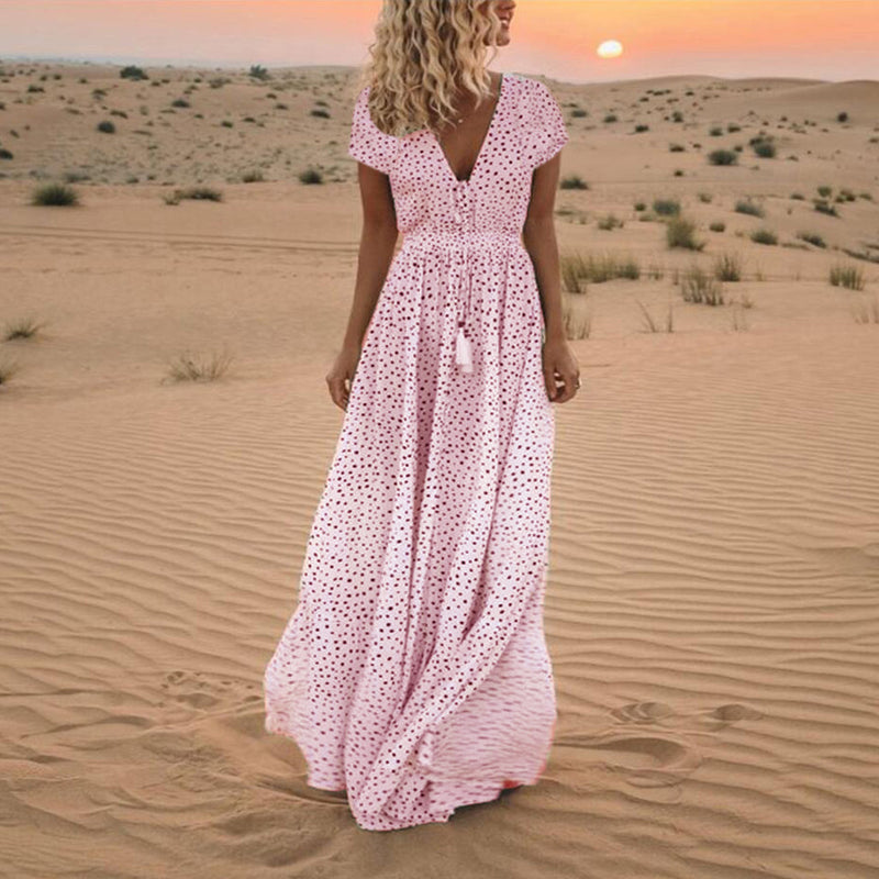 polka dot bohemian beach dress, view 7 - MRSLM