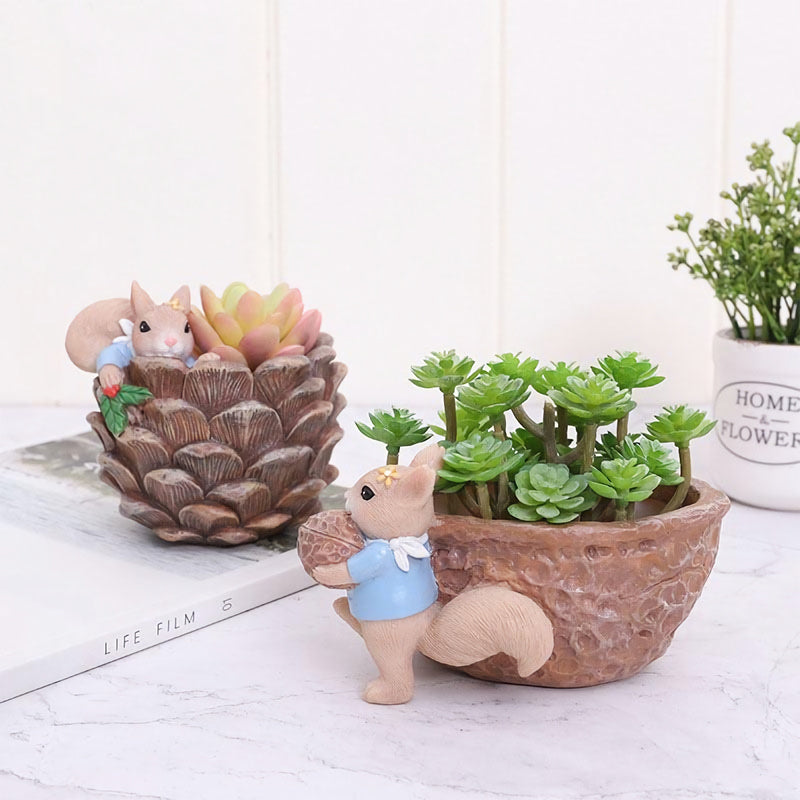 cartoon squirrel succulent flower pot, view 8 - MRSLM