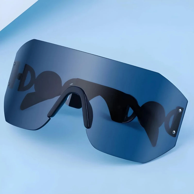 oversized shield rimless sunglasses, view 14 - MRSLM