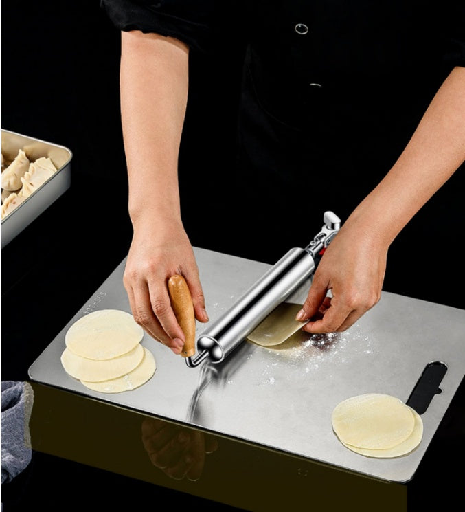 304 Stainless Steel Fixed Roller Type Rolling Pin Household Roller Face Stick