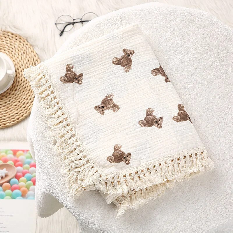 cotton muslin swaddle blanket, view 2 - MRSLM