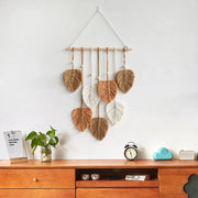 handwoven cotton rope leaf wall tapestry, view 6 - MRSLM