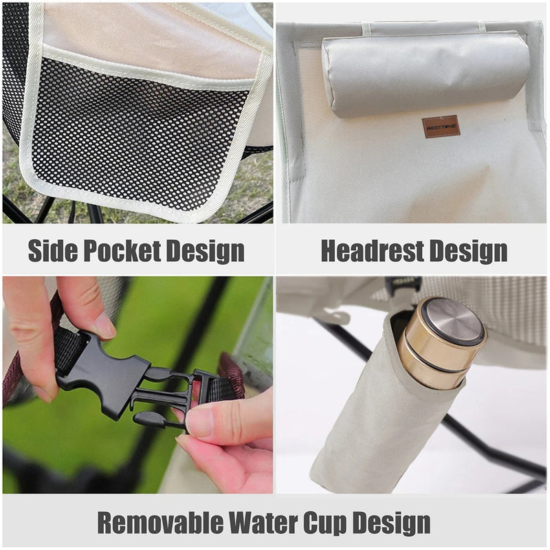 portable folding camping chair with headrest, view 4 - MRSLM