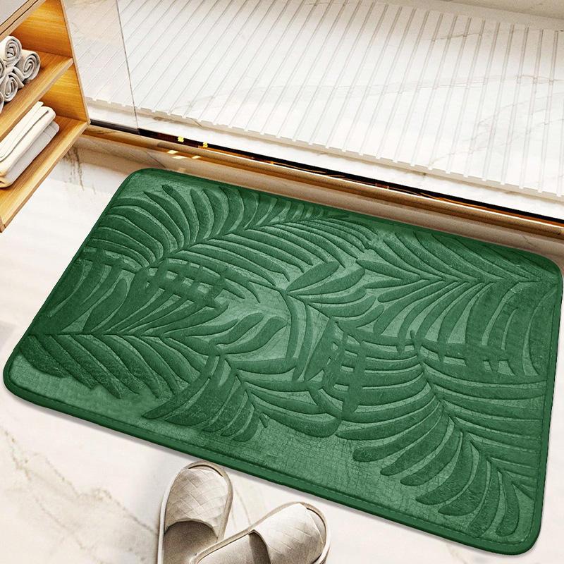 Leaf pattern memory foam bath mat, view 3 - MRSLM