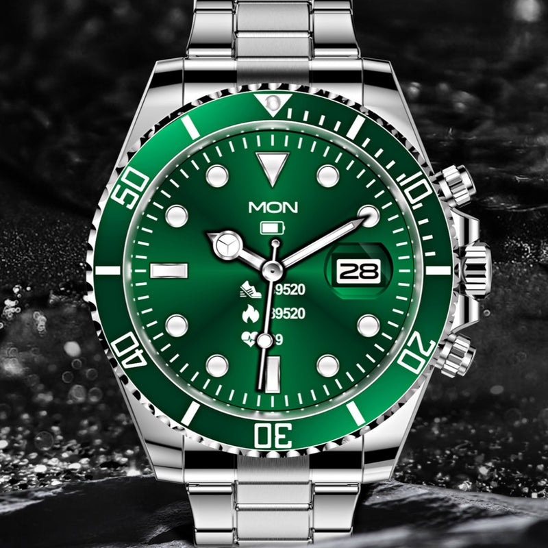 stainless steel green dial smartwatch - MRSLM