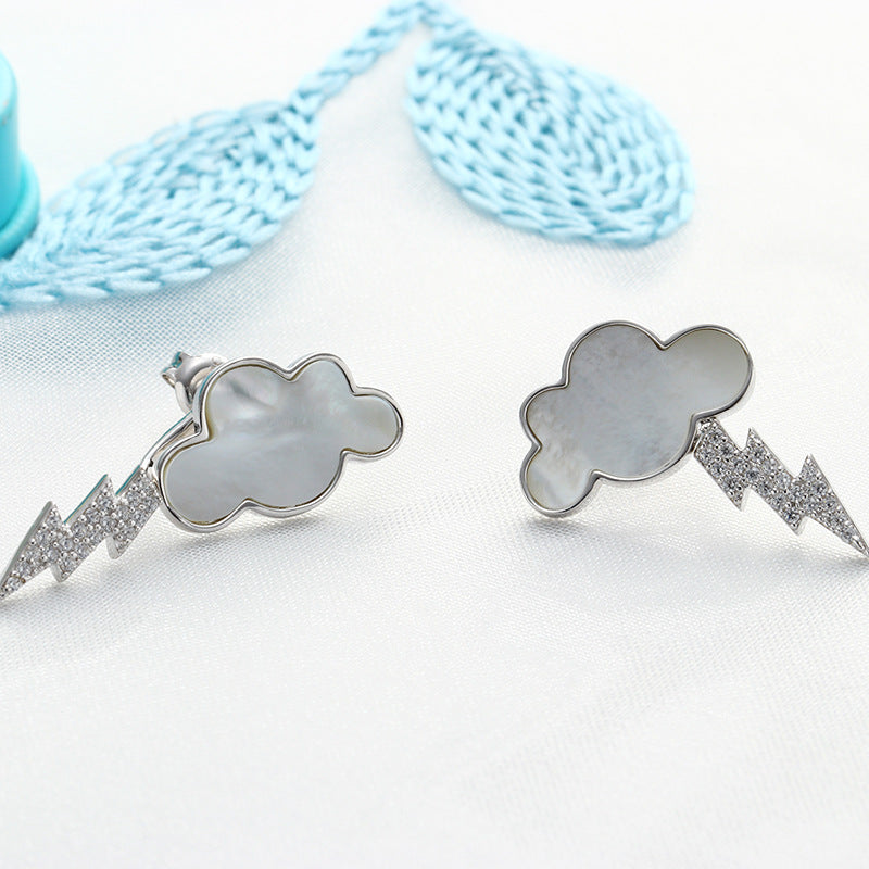 Earrings Shell Cloud Stud Earrings Sterling Silver Zircon