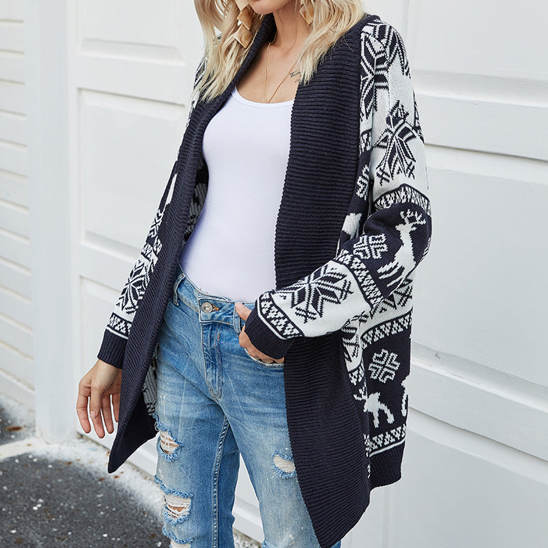 fawn pattern knit cardigan for women, view 4 - MRSLM