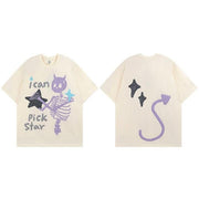 Skull skeleton star graphic t-shirt, view 3 - MRSLM