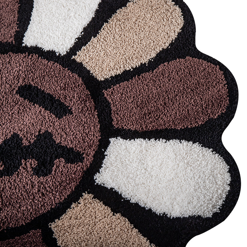 retro rainbow smiling face tufted rug, view 9 - MRSLM