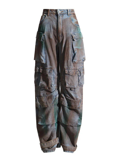 high waist camouflage casual jeans, view 2 - MRSLM