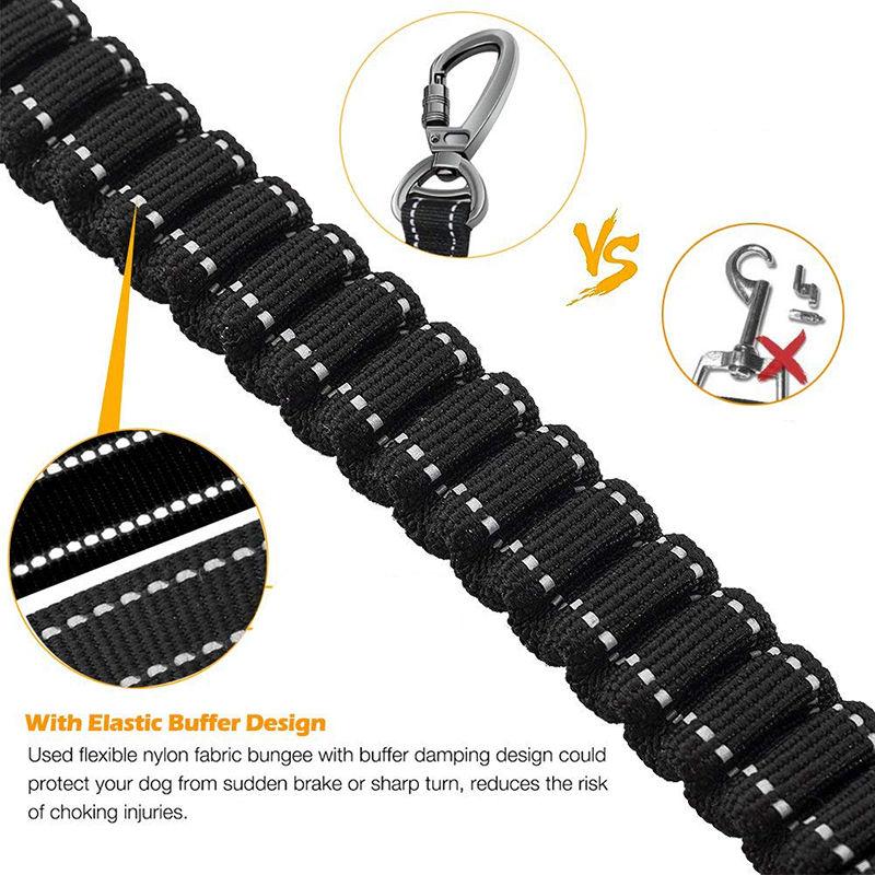 reflective bungee dog leash, view 5 - MRSLM