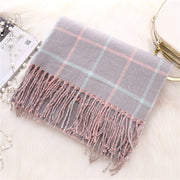 Double-sided plaid scarf, view 6 - MRSLM