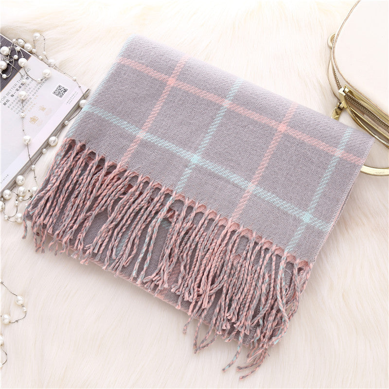 Double-sided plaid scarf, view 6 - MRSLM