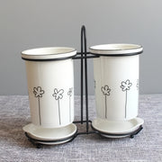 Ceramic chopsticks and utensil storage set, view 2 - MRSLM