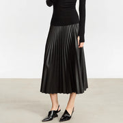 pleated A-line PU leather skirt - MRSLM
