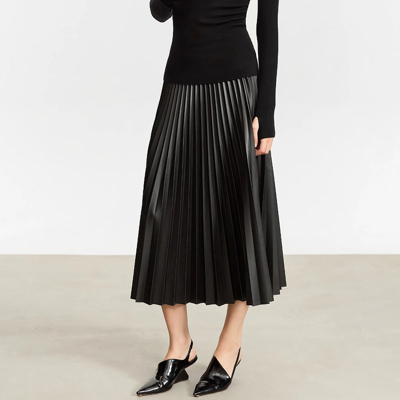 pleated A-line PU leather skirt - MRSLM